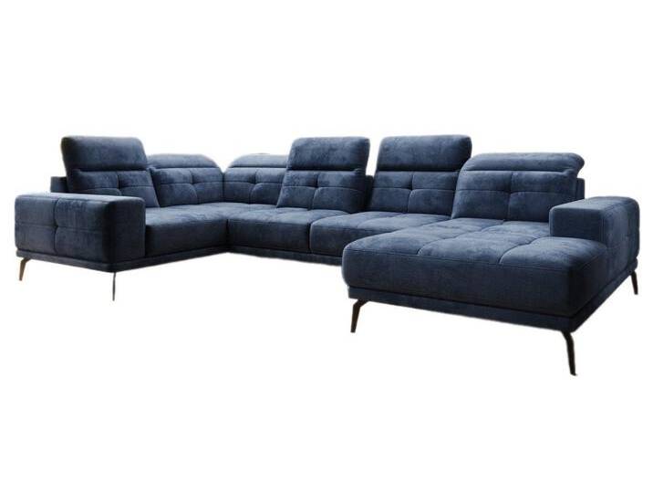 Luxusbetten24 Sofa Designer Sofa Nerio, mit verstellbarer Kopf- und Rückenlehne, blau, Blau von Luxusbetten24