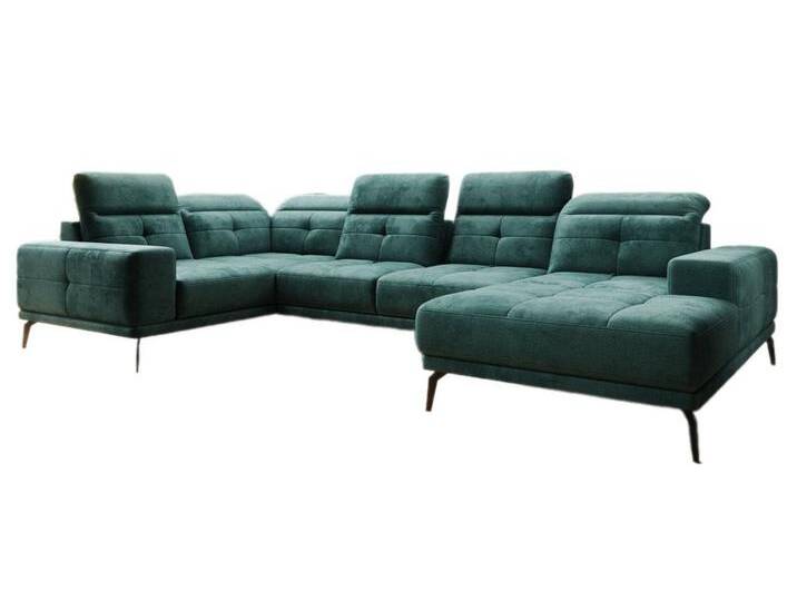 Luxusbetten24 Sofa Designer Sofa Nerio, mit verstellbarer Kopf- und Rückenlehne, grün, Grün von Luxusbetten24