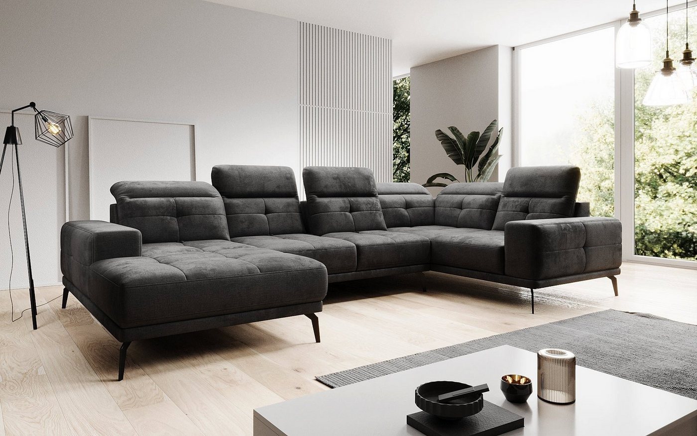 Luxusbetten24 Sofa Designer Sofa Nerio, mit verstellbarer Kopf- und Rückenlehne von Luxusbetten24