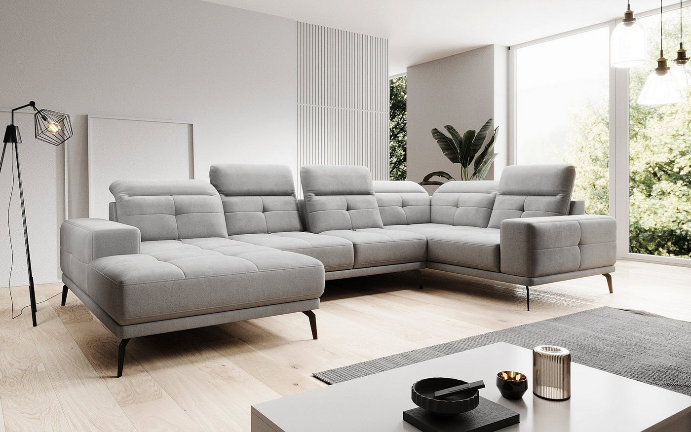 Luxusbetten24 Sofa Designer Sofa Nerio, mit verstellbarer Kopf- und Rückenlehne von Luxusbetten24