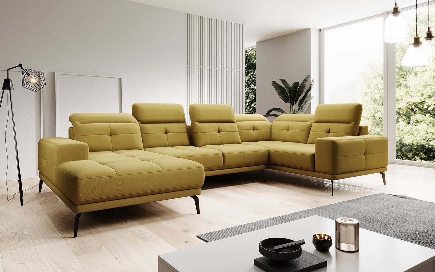 Luxusbetten24 Sofa Designer Sofa Nerio, mit verstellbarer Kopf- und Rückenlehne von Luxusbetten24