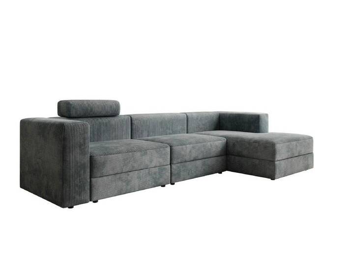 Luxusbetten24 Sofa Designer Sofa Stockholm, in Cord mit Stauraum, blau, Vintage Blau von Luxusbetten24