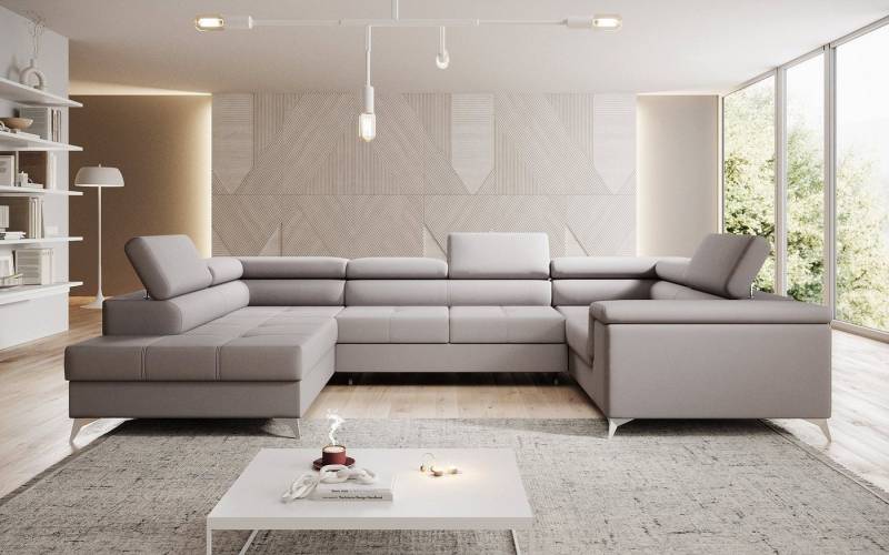 Luxusbetten24 Schlafsofa Designer Sofa Torino, mit Schlaf- und Klappfunktion von Luxusbetten24