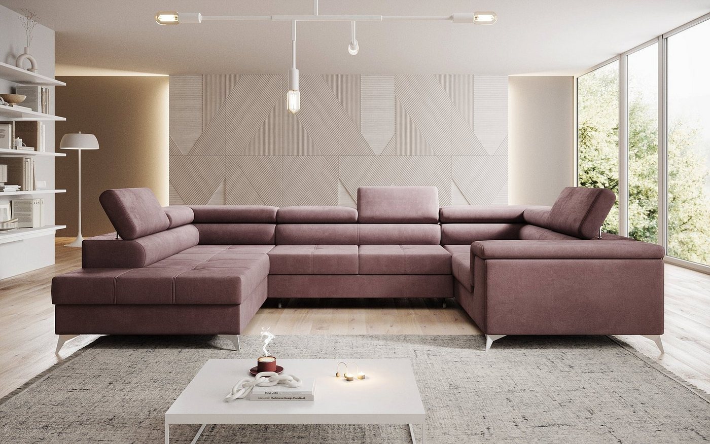 Luxusbetten24 Schlafsofa Designer Sofa Torino, mit Schlaf- und Klappfunktion von Luxusbetten24