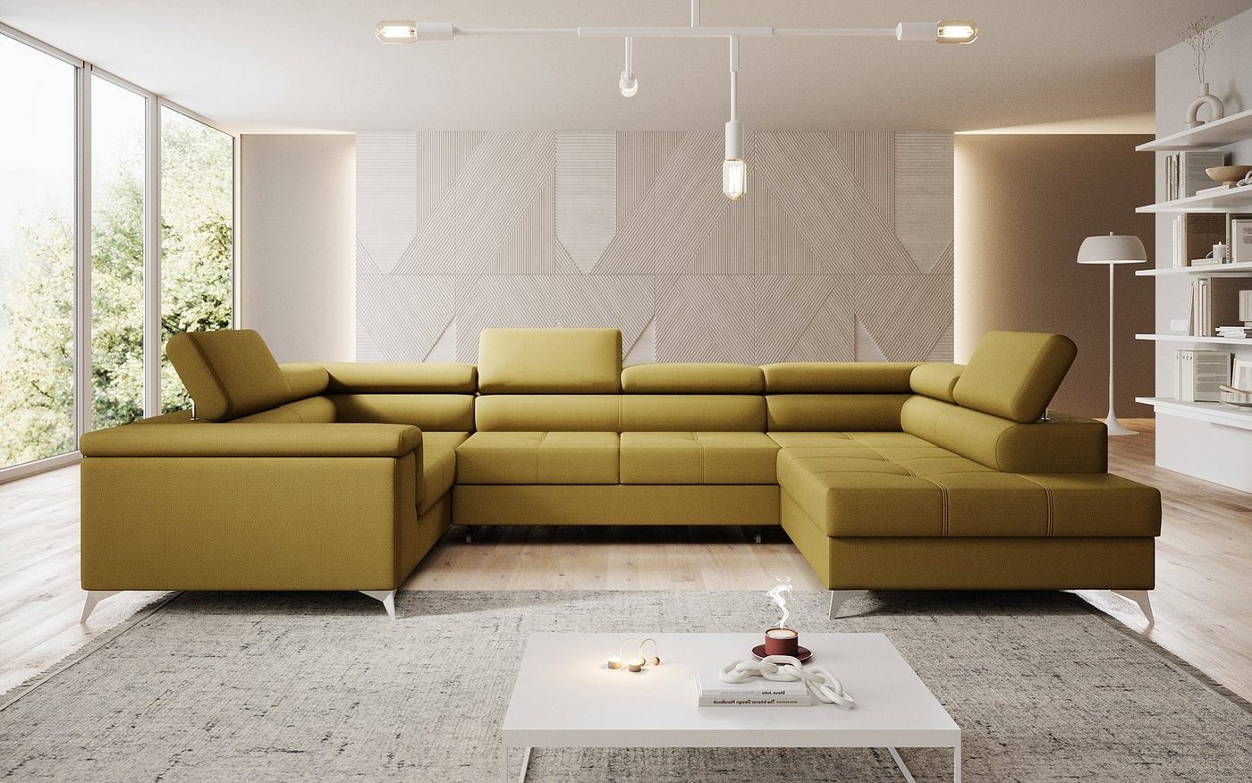 Luxusbetten24 Schlafsofa Designer Sofa Torino, mit Schlaf- und Klappfunktion von Luxusbetten24