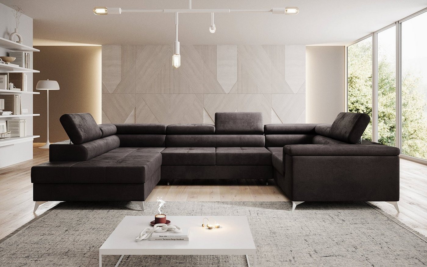 Luxusbetten24 Schlafsofa Designer Sofa Torino, mit Schlaf- und Klappfunktion von Luxusbetten24