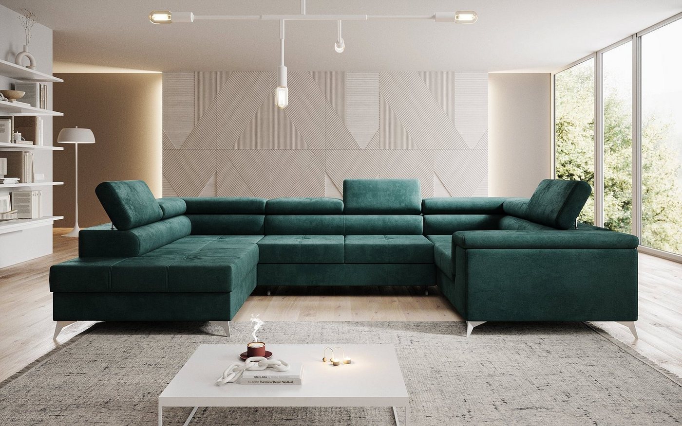 Luxusbetten24 Schlafsofa Designer Sofa Torino, mit Schlaf- und Klappfunktion von Luxusbetten24