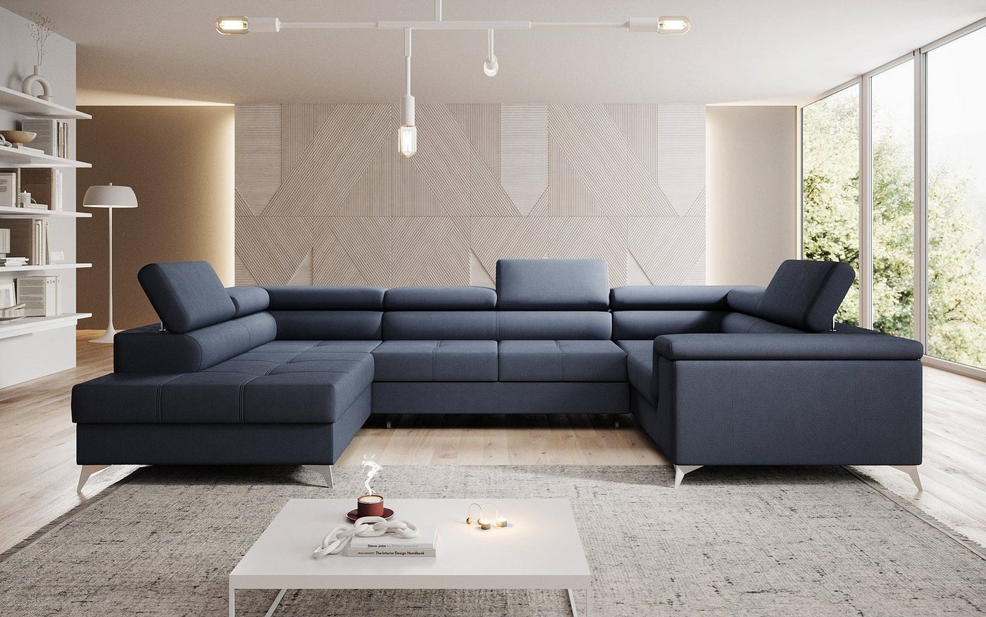 Luxusbetten24 Schlafsofa Designer Sofa Torino, mit Schlaf- und Klappfunktion von Luxusbetten24