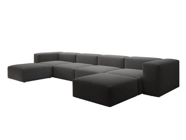 Luxusbetten24 Sofa Designer U Sofa Snug, in Bouclé, grau, Grau von Luxusbetten24