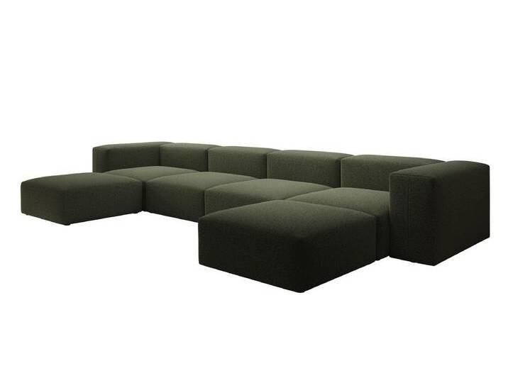 Luxusbetten24 Sofa Designer U Sofa Snug, in Bouclé, grün, Grün von Luxusbetten24