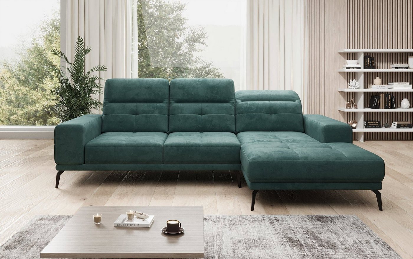 Luxusbetten24 Sofa Designer Sofa Terina, inklusive Beistellhocker von Luxusbetten24