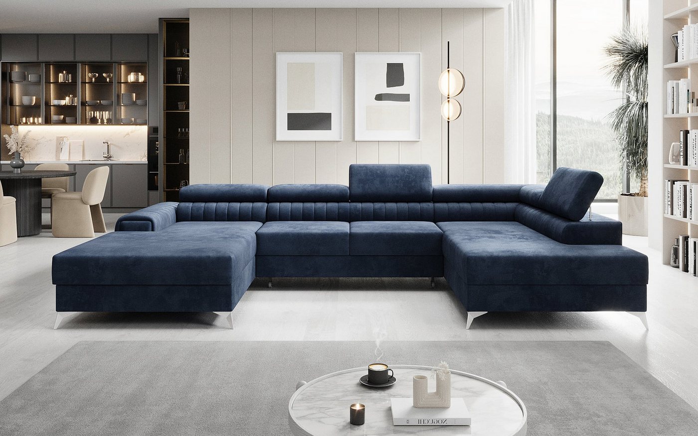 Luxusbetten24 Schlafsofa Designer Sofa Collina, mit Schlaf- und Klappfunktion von Luxusbetten24