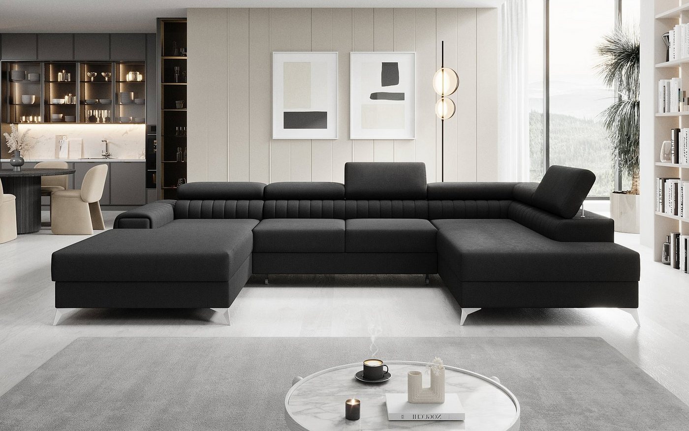 Luxusbetten24 Schlafsofa Designer Sofa Collina, mit Schlaf- und Klappfunktion von Luxusbetten24