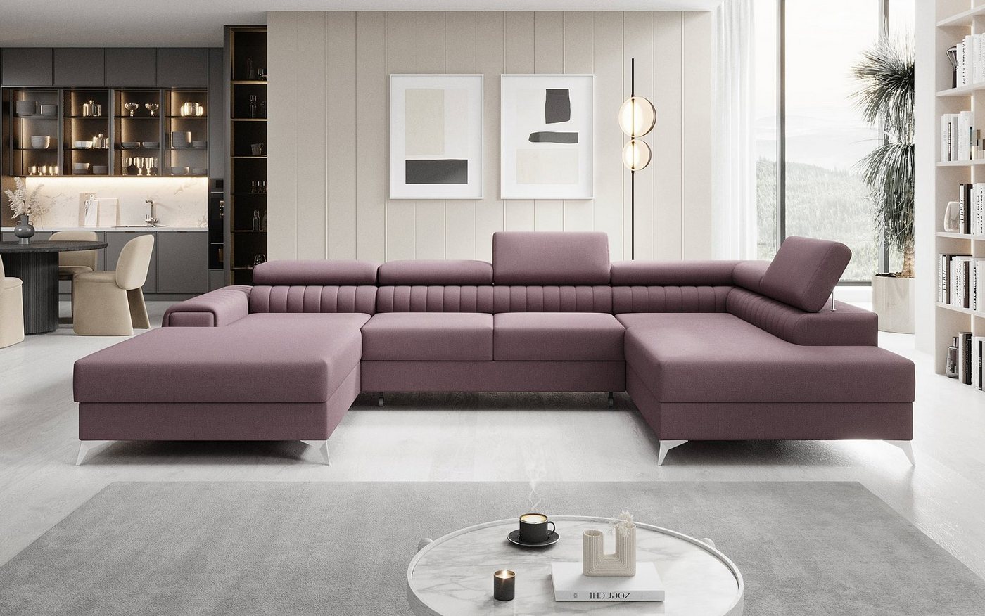 Luxusbetten24 Schlafsofa Designer Sofa Collina, mit Schlaf- und Klappfunktion von Luxusbetten24