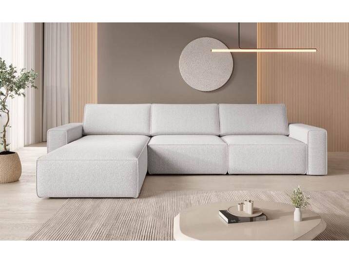 Modulares Ecksofa Yuma L aus Bouclé - Blau - Rechts - Bouclé - Luxusbetten24 von Luxusbetten24