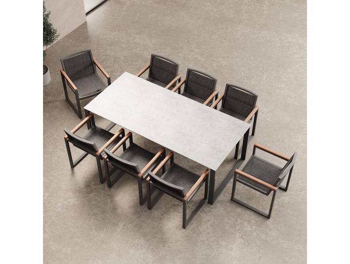 Vayla Dining ? Esstisch-Set mit 8 Sesseln & Tisch in Betonoptik Aevora? Kollektion - Weiß - Luxusbetten24 von Luxusbetten24