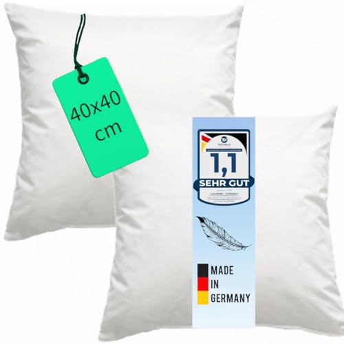 Luxusfeder 2er Sofakissen 40x40 cm Daunen Füllung 300g - Bezug 100% Baumwolle - Daunenkissen - Kissenfüllung - Kisseninlett - Innenkissen - Öko-Tex Luxusfeder 2er Sofakissen 40x40 cm Daunen Füllung 300g - Bezug 100% Baumwolle - Daunenkissen - Kissenfüllung - Kisseninlett - Innenkissen - Öko-Tex von Luxusfeder