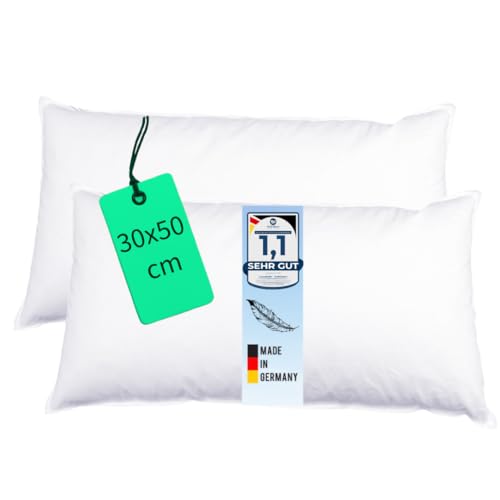 Luxusfeder 2er Sofakissen 30x50 cm Daunen Füllung 300g - Bezug 100% Baumwolle - Daunenkissen - Kissenfüllung - Kisseninlett - Innenkissen - Öko-Tex von Luxusfeder