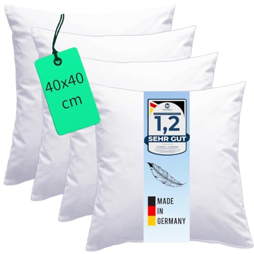 Luxusfeder 4er Set Sofakissen 40x40 cm Feder Füllung 350g - Bezug 100% Baumwolle - Federkissen - Kissenfüllung - Kisseninlett - Innenkissen - Öko-Tex von Luxusfeder