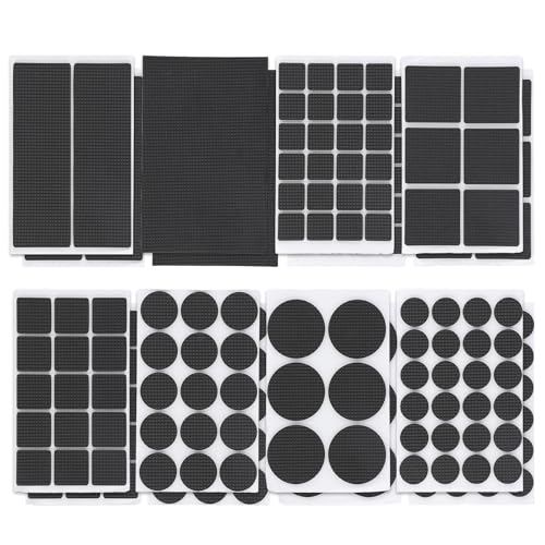186 Stück Antirutschpads, Antirutsch-Gummi Selbstklebend, in verschiedenen Größen und Formen, Rutschhemmer für Möbel, Antirutsch-Gummi, Antirutschpads für Möbel (Schwarz, 4mm Dicke) von Luxvara