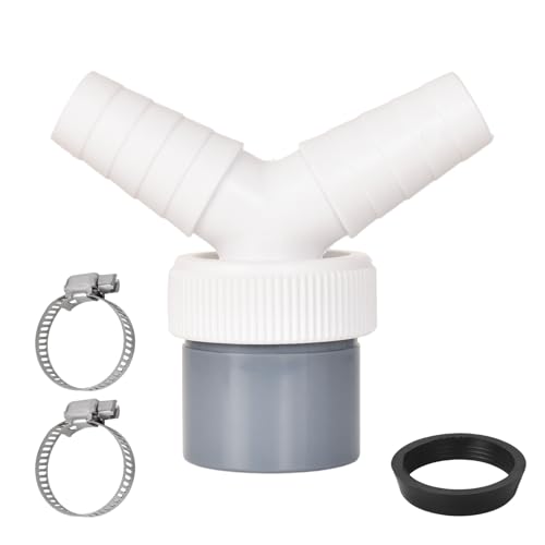 Abfluss Waschmaschine Doppelanschluss Y-Adapter - Y-Adapter für Geschirrspüler, Trockner & Waschmaschine - 40mm Abflussrohr mit Schlauchschelle - Kompatibel mit Schläuchen 19-24mm von Luxvara