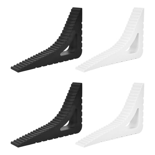 Luxvara 4 Stück Türkeil, Fensterstopper, Türstopper Boden, Gummi Türstopper Rutschfest, Keile Rutschfest Kratzfrei, Klinke Türklinkenpuffer für Badezimmer Küche Kinderzimmer (Weiß, Schwarz) von Luxvara
