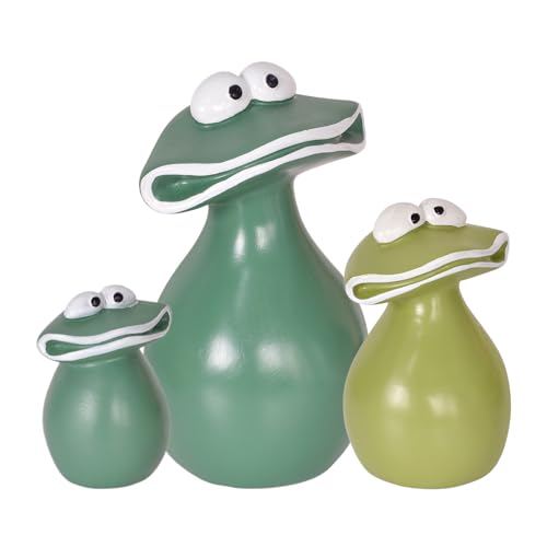 Luxvara Deko Garten Frosch Figuren, 3 Stück Harz Frösche Statue, Draußen Wetterfest Deko Figuren, Gartendeko Figures Frosch Lachend für Balkon Miniteich Terrasse Dekoration von Luxvara