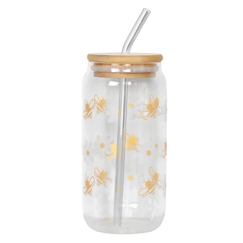 Luxvara Glas Trinkbecher, Trinkgläser, Glasbecher mit Bambusdeckel Strohhalm, Matcha Latte Gläser, Wiederverwendbar Trinkgläser für Eiskaffee Cocktail Saft Smoothie, Niedliches Blumendesign, 550ml Luxvara Glas Trinkbecher, Trinkgläser, Glasbecher mit Bambusdeckel Strohhalm, Matcha Latte Gläser, Wiederverwendbar Trinkgläser für Eiskaffee Cocktail Saft Smoothie, Niedliches Blumendesign, 550ml von Luxvara