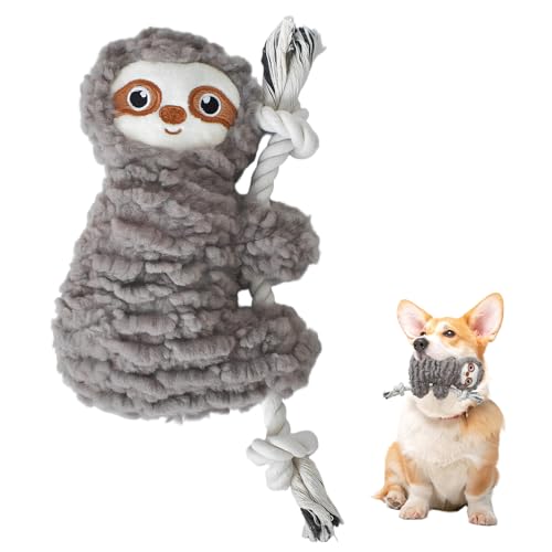 Luxvara Hundespielzeugs, Hundespielzeug Quietschend, Robustes Faultier-Hundespielzeug, Welpenspielzeug, Hunde Kuscheltier, Quietschendes Plüsch-Kauspielzeug für Mittelgroße Große Hunde, Grau von Luxvara