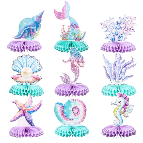 Meerjungfrauen-Partydeko-Set: Unsere 9-teilige Kollektion umfasst bezaubernde Motive wie Meerjungfrauen, Quallen, Seesterne, Korallen, Muscheln und Perlen und bietet vielseitige Optionen für die Tisch von Luxvara