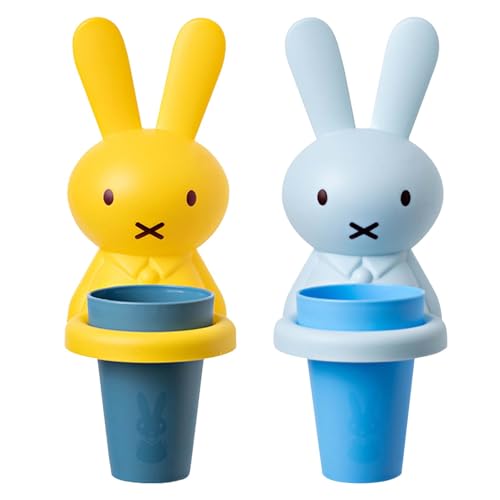 Zahnputzbecher, 2 Stück Zahnputzbecher Kinder Set, Mundwasser Tasse Cartoon Zahnbürstenhalter Kunststoff Set, ohne Bohren, für Badezimmer, Stifthalter, Zahnpasta-Utensilien von Luxvara