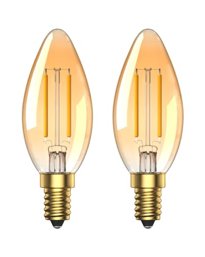Luxvista 2.5W Glühbirne E14 LED Warmweiss 2200K Vintage C35 LED E14 Kerze Kleine Schraube Edison Bernstein LED Lampen E14 200 Lumen Nicht Dimmbar, 2 Pack von Luxvista