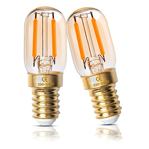 Luxvista 2W E14 LED Glühbirnen Dimmbar Ultra Warmweiß 2200K Vintage Amber Glas T22 Mini LED E14 Lampen SES 150 Lumen 15W-20W Äquivalent 2-Pack von Luxvista