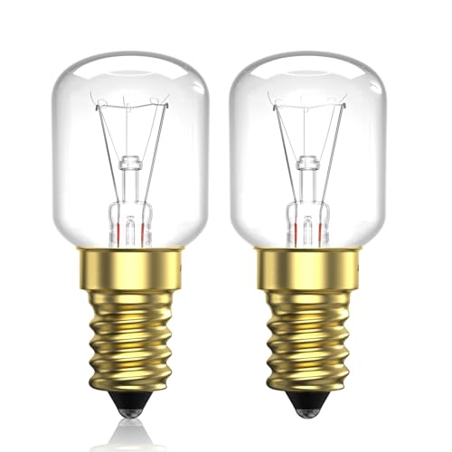 Luxvista 40W Backofenlampe, Backofenlampe T25 E14 Warmweiß 2700K, Backofenlampe 300℃, Lavalampe Glühbirne Salzlampe Glühbirne für Lavalampe, Salz-Lampen, Kühlschränke, Mikrowelle (2 Stück) von Luxvista