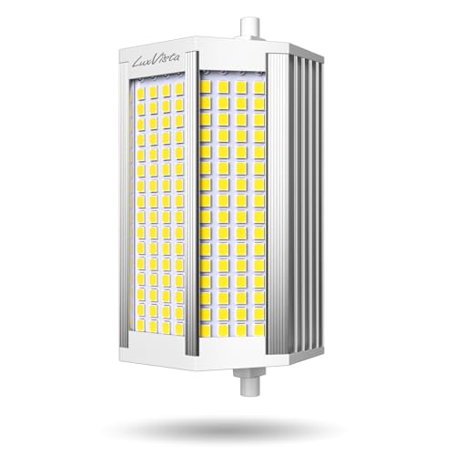 Luxvista 50W R7s LED 118mm Dimmbar Lampen J118 Kaltweiß 6500K Hohe Helligkeit 4000LM Äquivalent Halogen 400W, 200° Abstrahlwinkel, Ersatz LED Leuchtmittel R7s für Projektor Flutlicht Sicherheitslicht von Luxvista