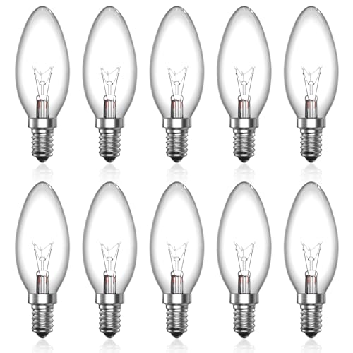 Luxvista E14 Kerzenlampe 42W Dimmbar SES Warmweiß 2600K AC 220V-240V Klarglas Traditionelle Glühbirne, 10 Stück Luxvista E14 Kerzenlampe 42W Dimmbar SES Warmweiß 2600K AC 220V-240V Klarglas Traditionelle Glühbirne, 10 Stück von Luxvista