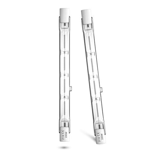 Luxvista R7S Halogenlampen 118mm 230W Dimmbar Linear Halogenlampen Warmweiß 2800K Halogen Flutlicht, Halogen Stab Typ J118 R7S Doppelsockel, Ersatz für 20W R7S LED Leuchtmittel (2 Stück) von Luxvista