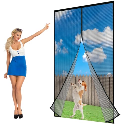 Fiberglas Magnet Fliegengitter Tür, 120x265cm Magnetvorhang Insektenschutz Balkontür Kratzfest Magneten Fliegenvorhang für Kellertür und Terrassentür LF2C1 ‎Schwarz von Luxvix