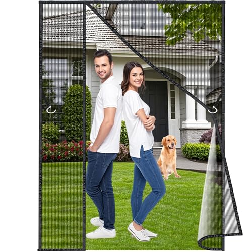 Luxvix Aktualisierte Linke Rechts Öffnung Magnet Fliegengitter-Tür, 100x225 cm Insektenschutz Balkontür, Fliegengittertür Ohne Bohren, Automatisch Verschließen Moskitonetz Für Balkontür ‎Schwarz von Luxvix