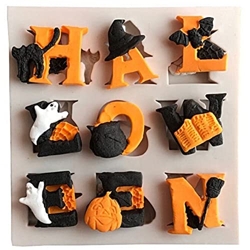 Halloween -buchstaben Silikon Fondant Formen Alphabet Nummer Silikonformen Für Schokoladenkuchen Süßigkeiten Gelee Süßes Backform von Luxylei