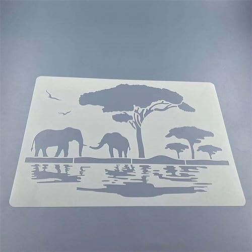 Luxylei 29 * 21cm Elefant Wildes Afrika DIY Schichtung Schablonen Wand Malerei Sammelalbum Färbung Präge Album Dekorative Vorlage von Luxylei