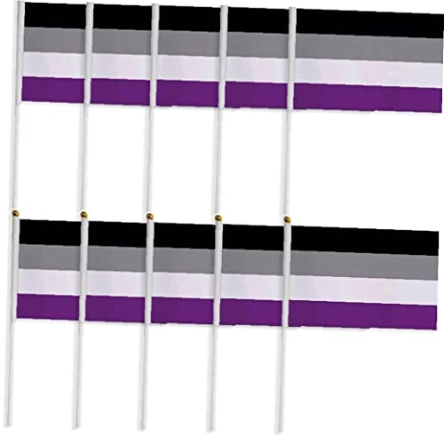 Luxylei Asexuelle Stolz Regenbogenflaggen 10pcs Kleine Mini Hand Gehaltene Asexuelle Stick Flagge Schwule LGBT Festival Party Paraden Dekorationen von Luxylei