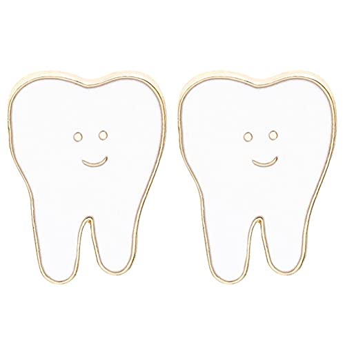 Luxylei Emaille Zähne Brosche Stifte 2pcs Süßes Cartoon Zahnform Brosche Legierungszähne Zahnarzt Revers -Stift -Accessoires von Luxylei
