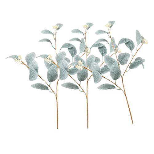 Luxylei Eukalyptus Verlässt Stiele 3 Stücke Künstliche Eukalyptus Zweigs Gefälschte Grünpflanzen Für Home Party Hochzeitsanordnung Hellblau von Luxylei