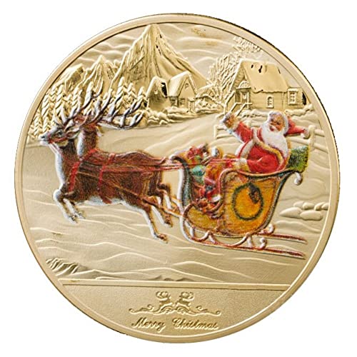 Luxylei Frohe Weihnachten Souvenir Coin Weihnachtsfest Elch Santa Claus Gold Silber Plattiert Gedenkmünze Geschenkgeschenk von Luxylei