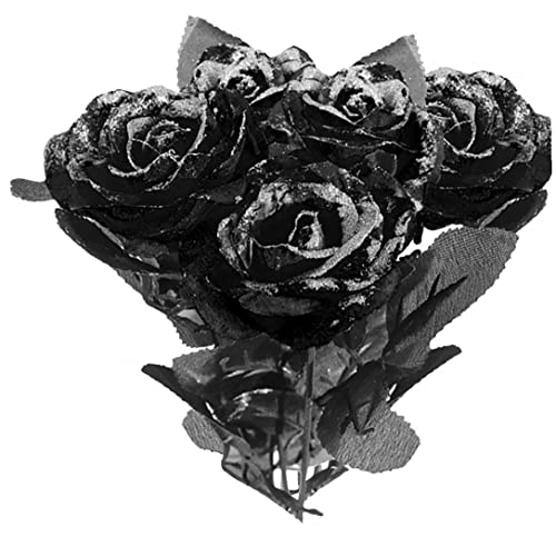 Luxylei Halloween Rosen Bouquet 5pcs Künstliche Schwarze Blumenstrauß Gothic Fake Rose Blumen Für Partyarrangements Mittelstücke Dekor Dekor von Luxylei