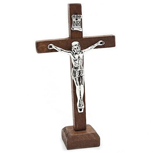 Luxylei Holzkreuzkruzifix Wandkreuzstatue Figur Barock Kreuzigung Katholische Jesus Desktop Orament Home Dekoration von Luxylei