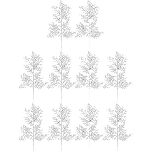 Luxylei Künstliche Pflanzen Kiefernzweige 10pcs Glitzerblatt Weihnachtsbaum -hänge -weihnachtsfest -Dekoration von Luxylei
