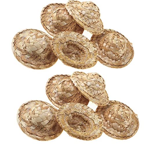 Luxylei Mini -strohhüten 10 Prozent Miniaturpuppenhaus Strohkappe Natürliche Handhandwerk Gewebte Kappe Strickhut Für Puppenhausdekoration von Luxylei