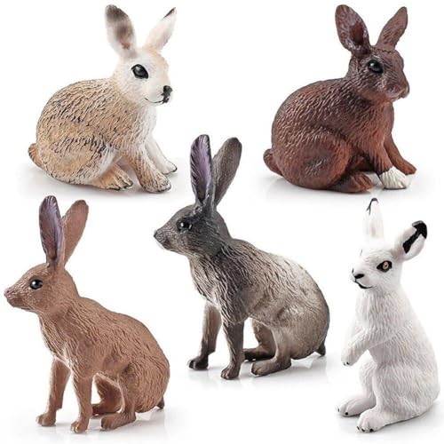 Luxylei Miniatur-Kaninchen-Ornament, 5 Stück, Niedliche Häschen-Figur, Simulation Wildtier-tiermodell, Puppenhaus-landschaftsornament von Luxylei